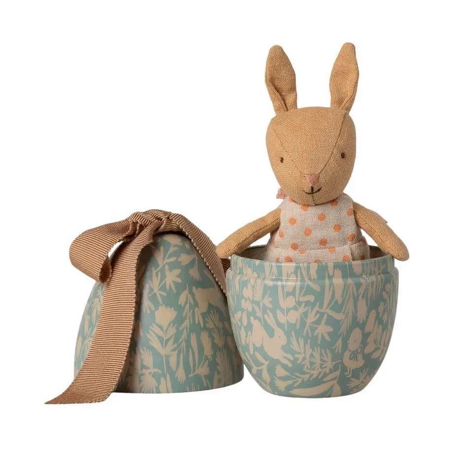 Maileg Uovo di Pasqua metallo con coniglio blu magnetico