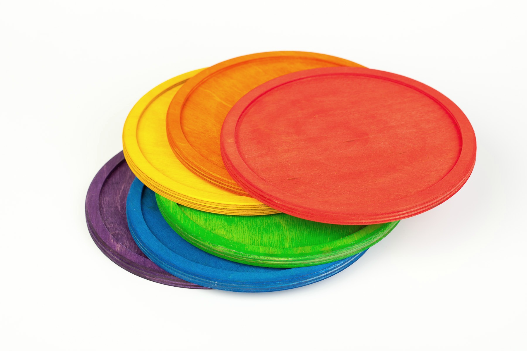 Grapat Set 6 vassoi arcobaleno piatti legno montessori
