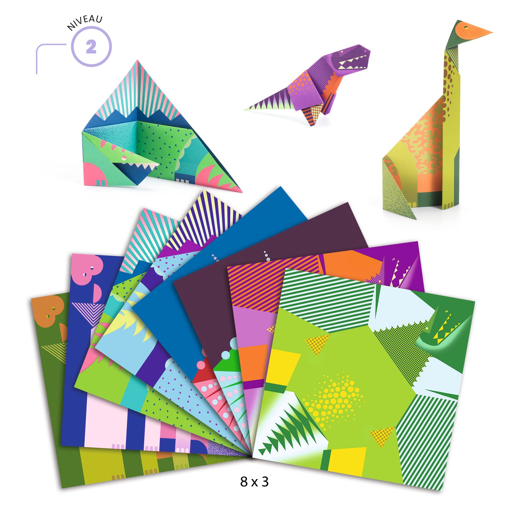 Djeco Origami Dinosaurus kit origami 24 fogli oro