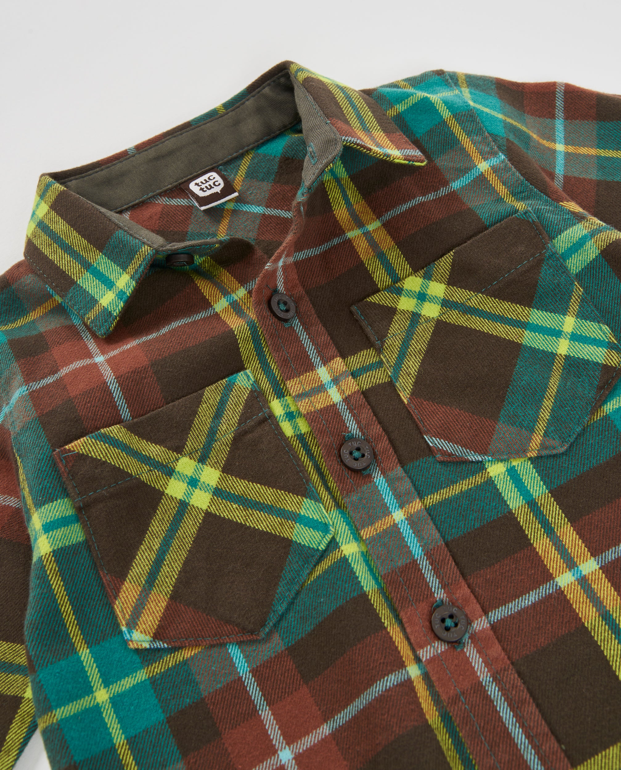 Tuc Tuc camicia bambino marrone tartan due tasche