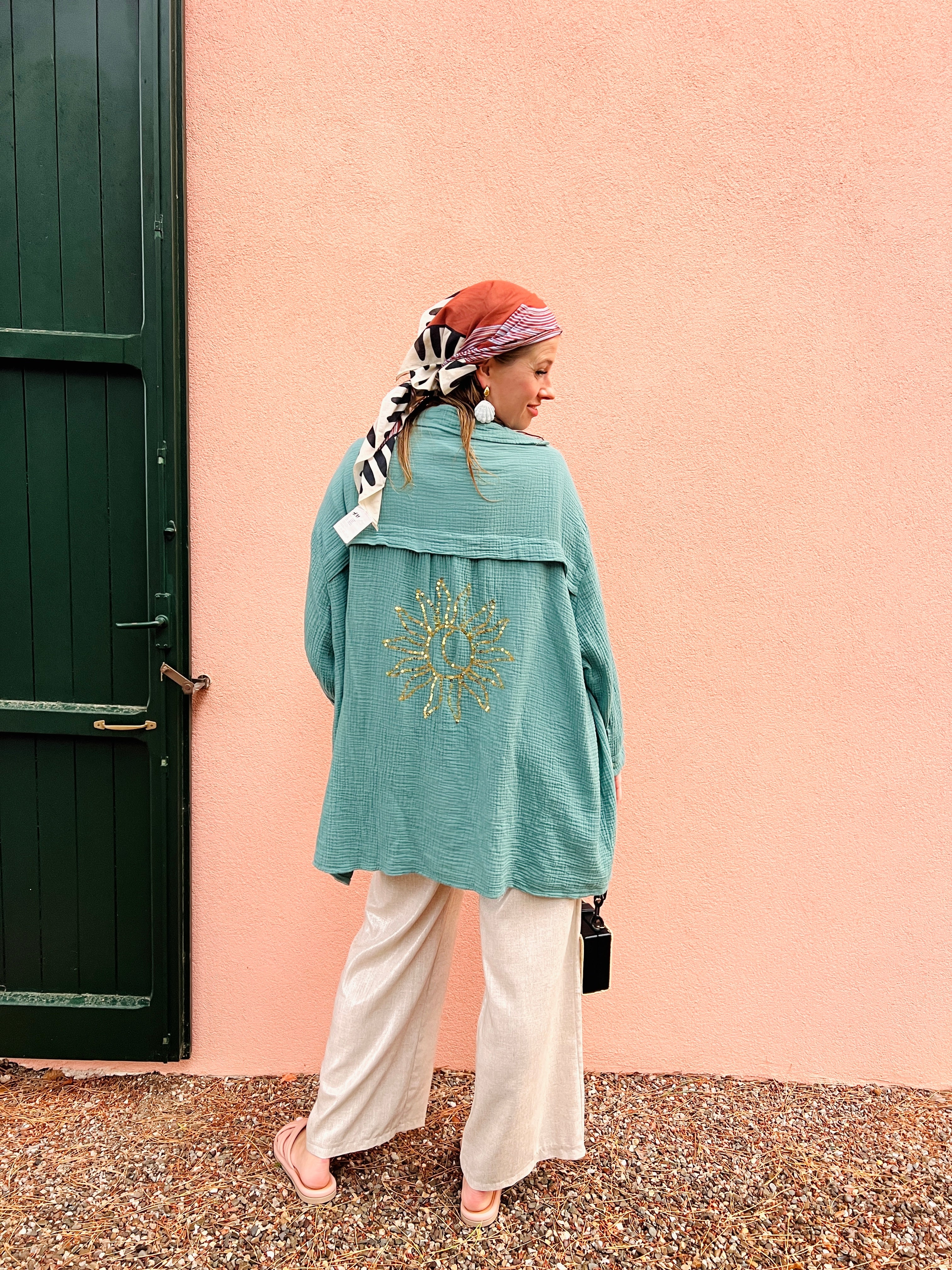 Ella and Rapha Aliyah Sun camicia aqua mare leggera