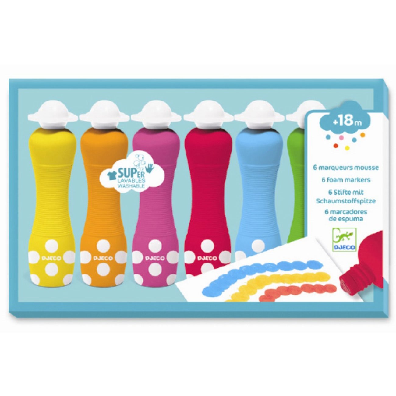 Djeco Foam Markers 6 tamponi pennarelli 18 mesi
