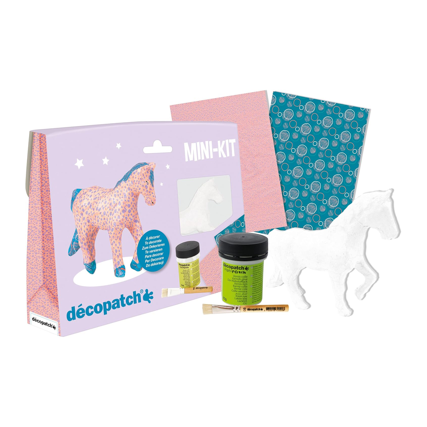 Décopatch Creakit Cavallo kit decoupage cartapesta pronto uso