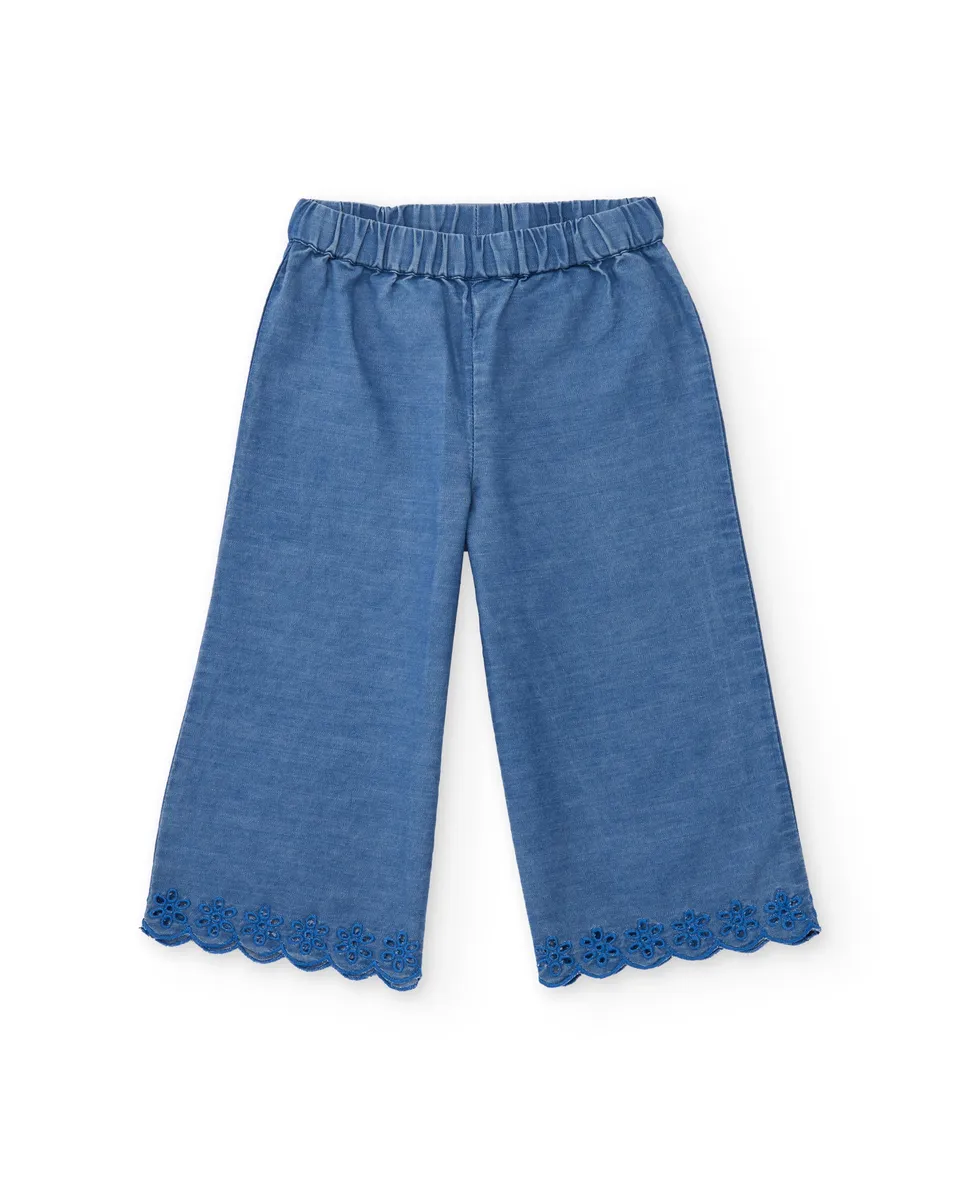 Tuc Tuc pantaloni jeans bambina leggeri blu con ricamo