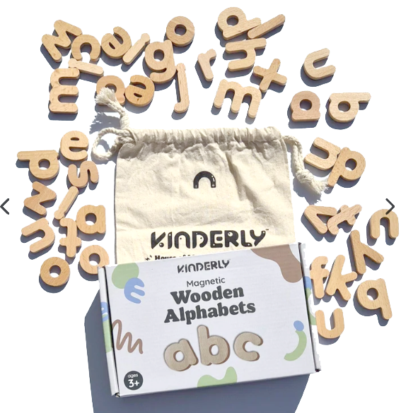 Kinderly alfabeto magnetico legno 40 pezzi con vocali extra