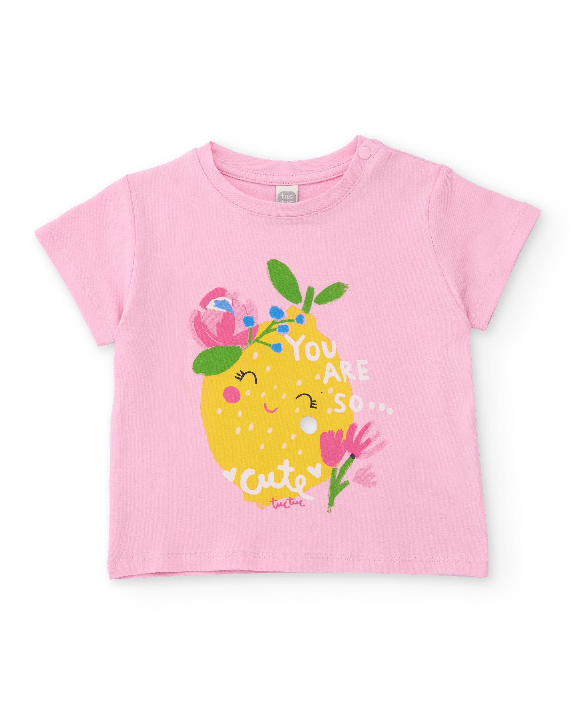 Tuc tuc maglietta bambina rosa jersey stampa limone