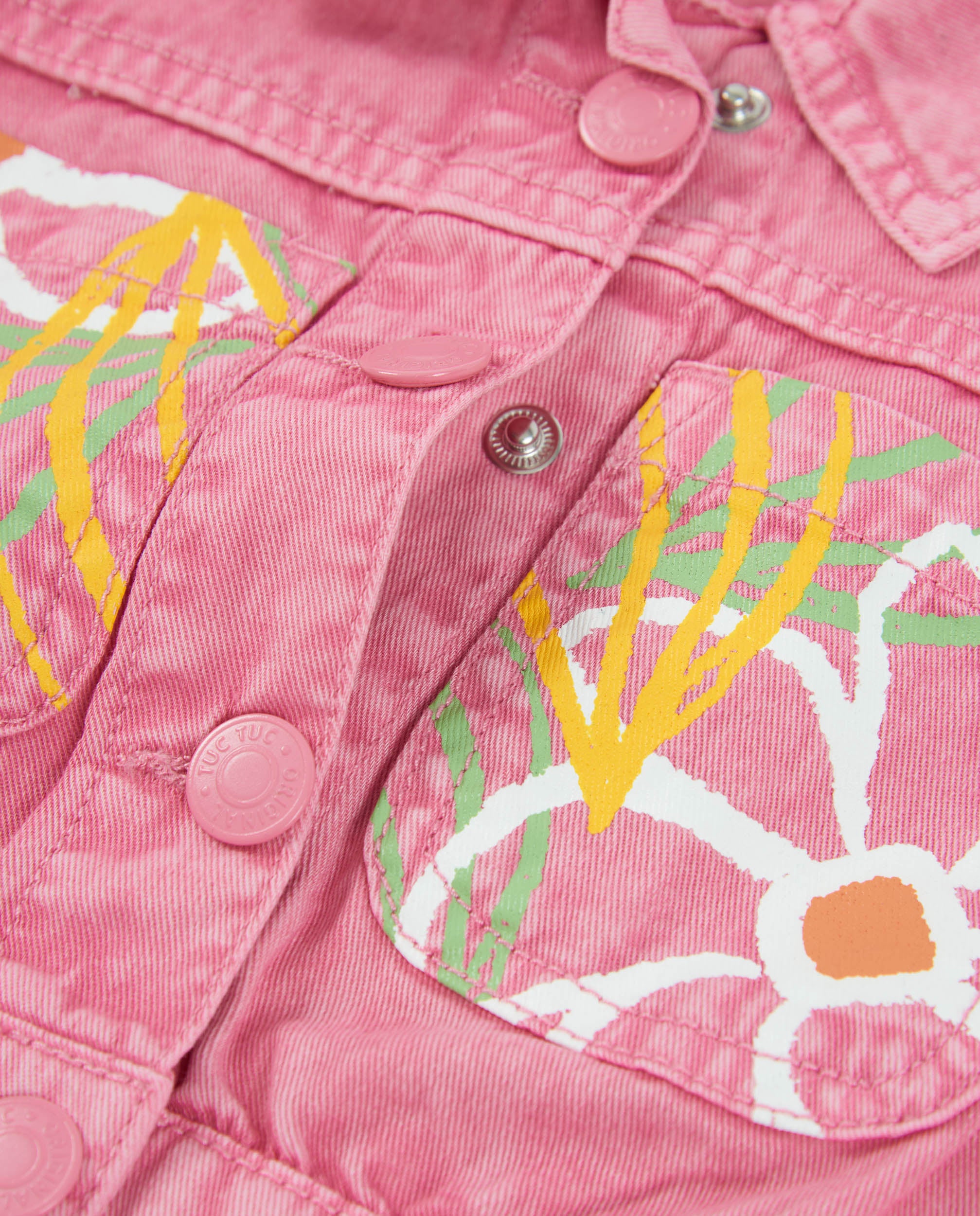 Tuc tuc giacca bambina rosa denim con fiori
