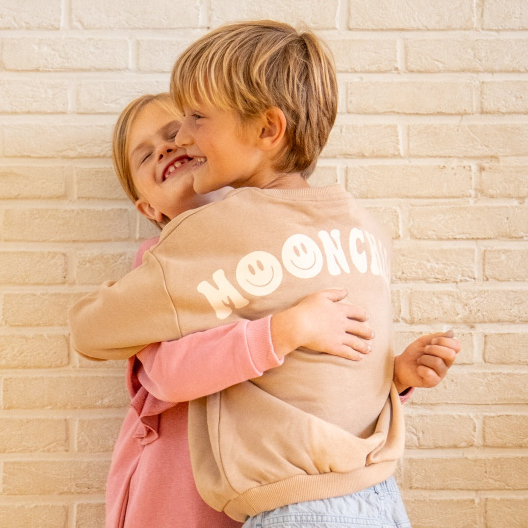 Ella and Rapha Moonchild felpa bimbo beige cotone morbido