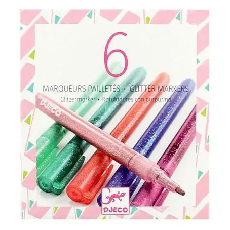 Djeco set 6 pennarelli glitter pastello dai 3 anni