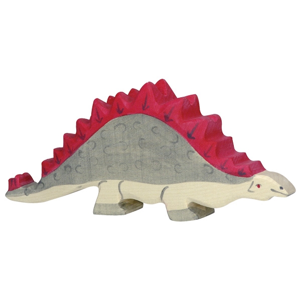 Holztiger Stegosauro figura legno dinosauro dipinta