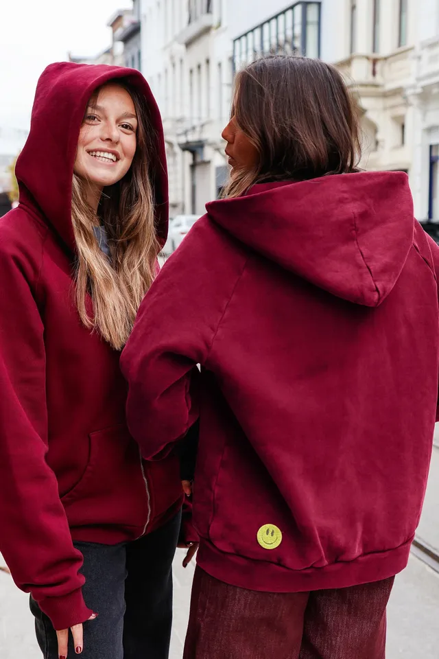 Ella and Rapha Smiley felpa cappuccio bordeaux donna