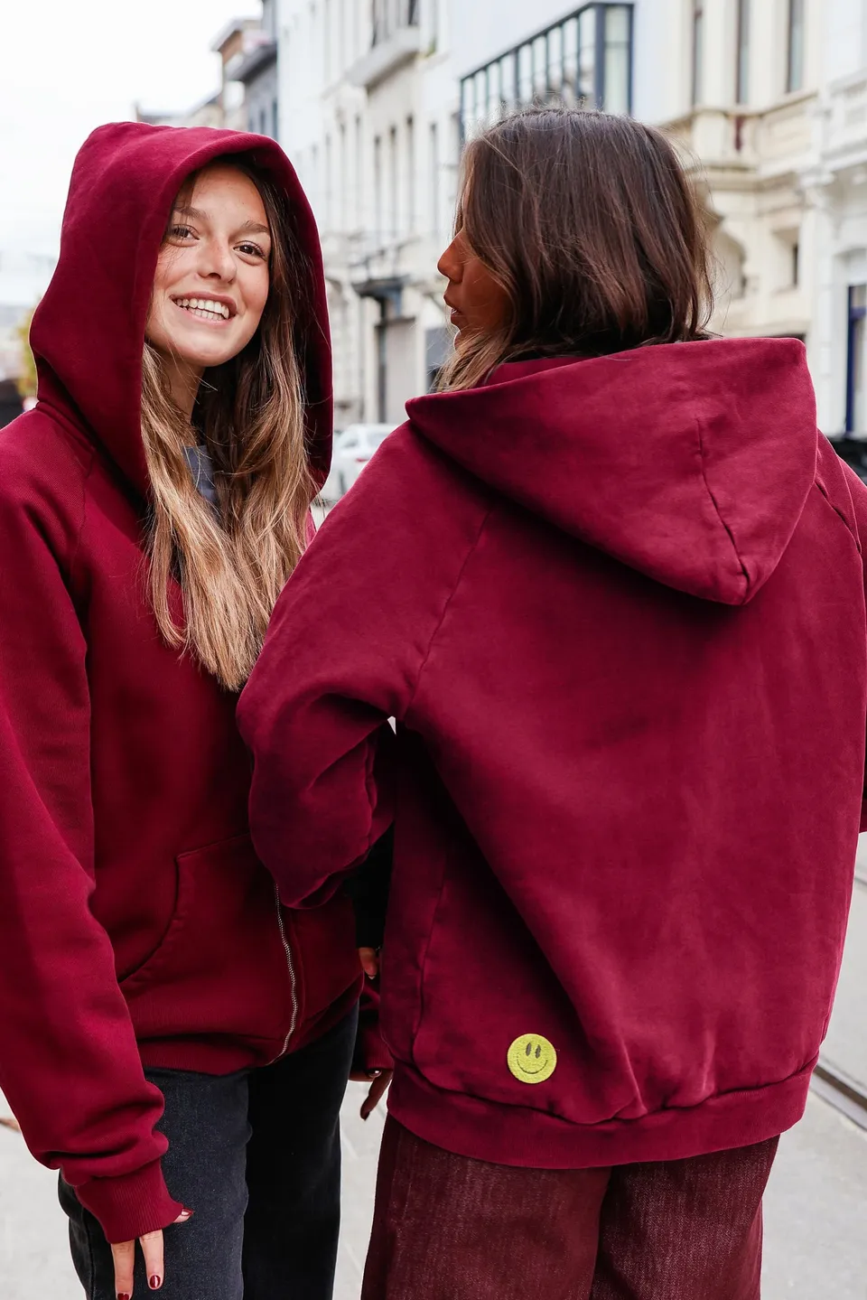 Ella and Rapha Smiley felpa cappuccio bordeaux donna