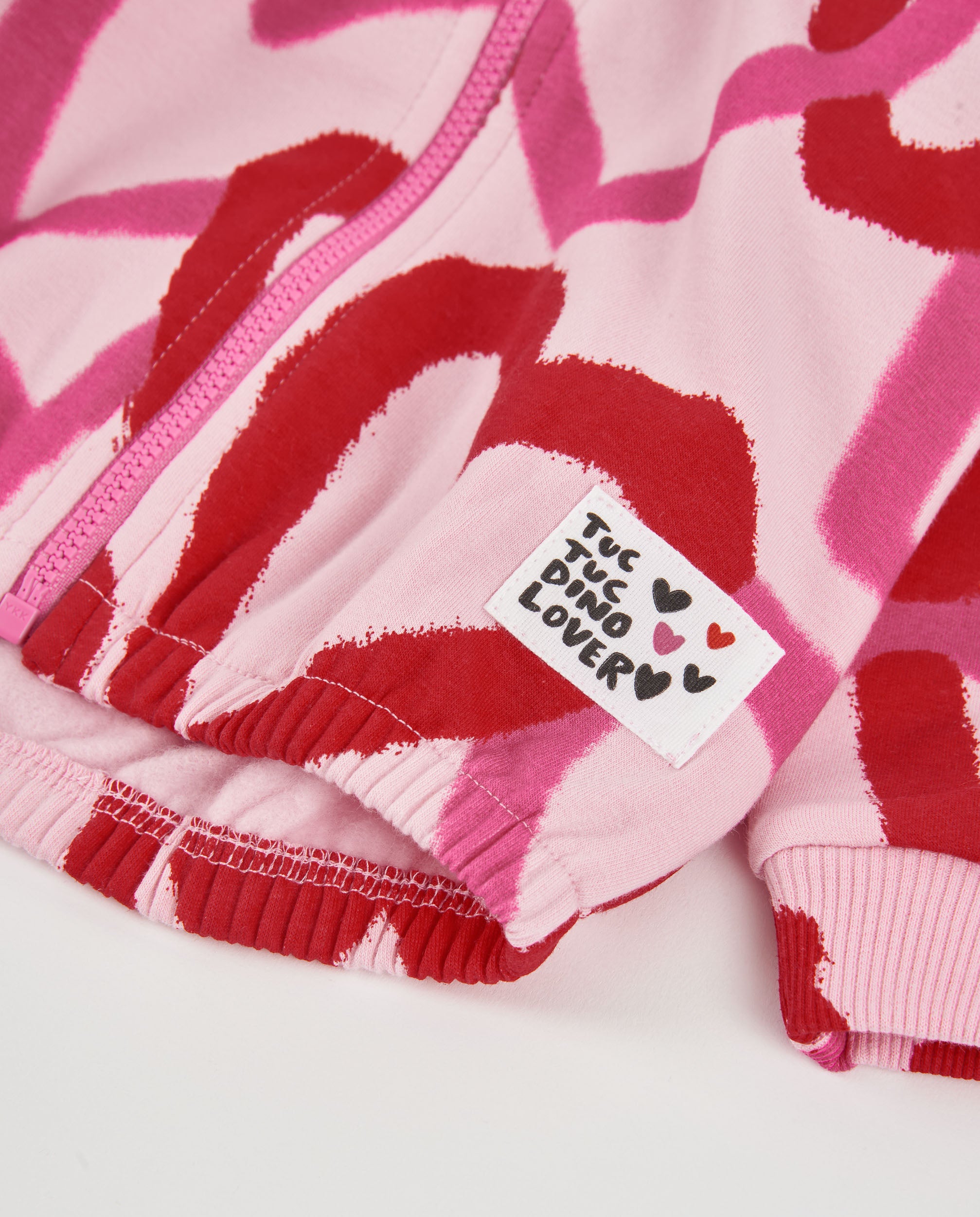 Tuc tuc felpa bambina zip rosa stampa cuori pile