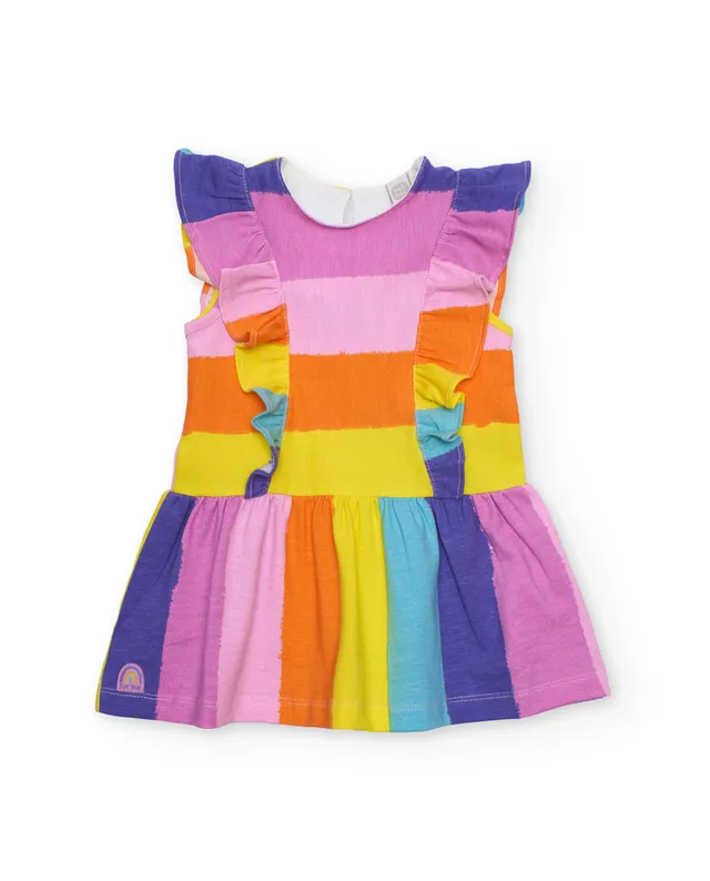 Tuc Tuc vestito bambina rosa righe volant spalline