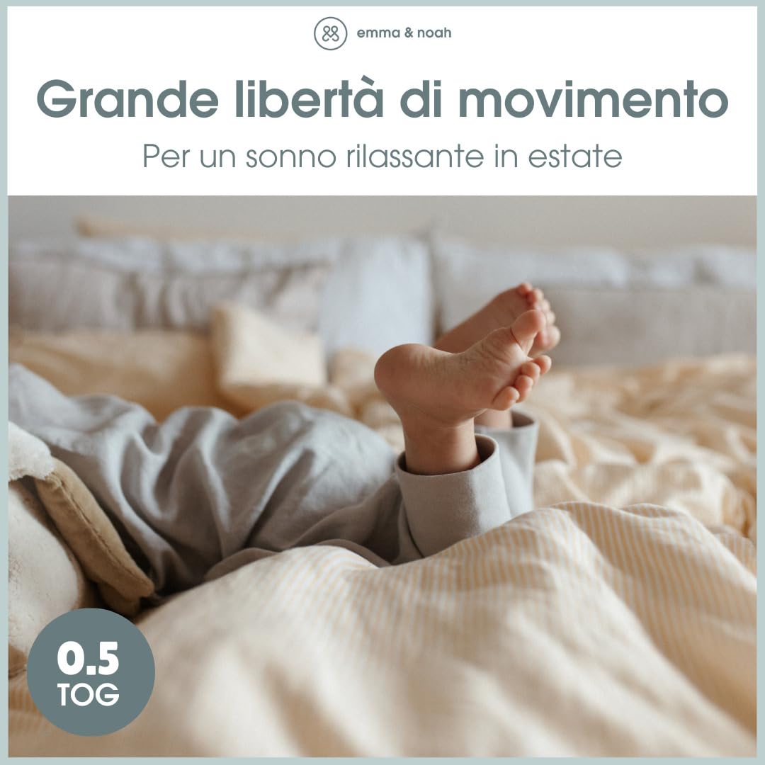 emma & noah Essential sacco nanna piedi lino grigio 5 anni
