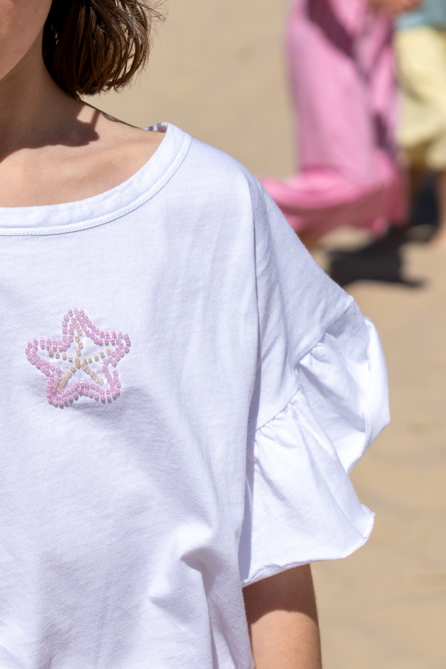 Ella and Rapha Starfish t-shirt bimba bianca loose fit