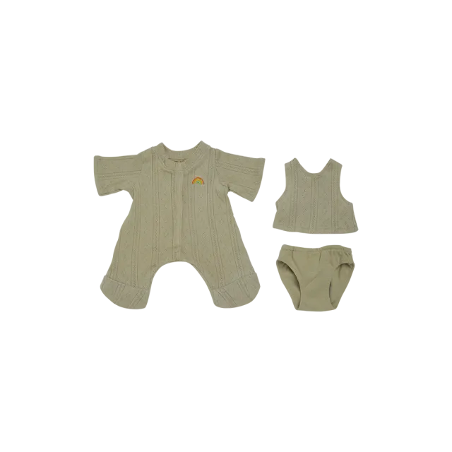 Olliella Dinkum Dolls Pigiama 3 Pezzi Verde Sage Pastello