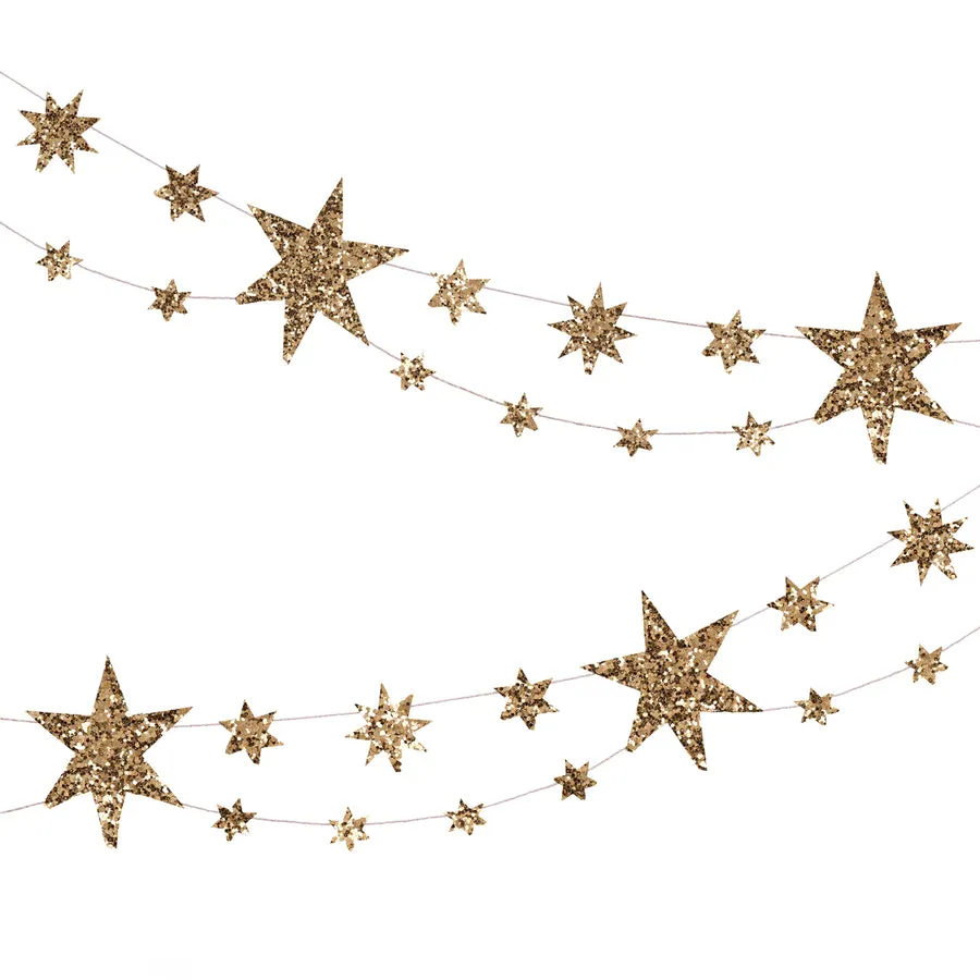Meri Meri ghirlanda stelle glitter oro 1,8 m carta