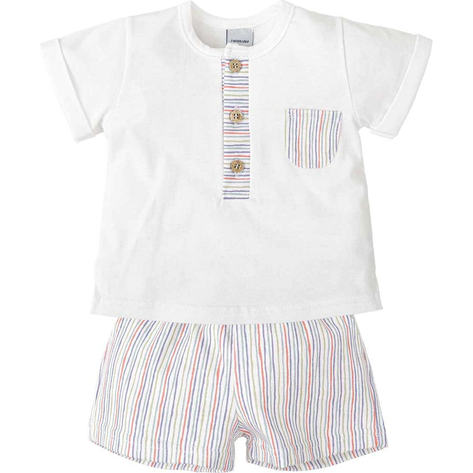 Babidu completo neonato maglia e shorts righe 3 mesi cotone
