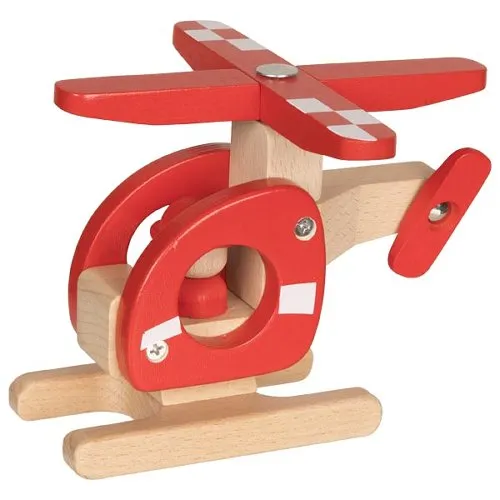 Goki elicottero rosso giocattolo in legno bambini