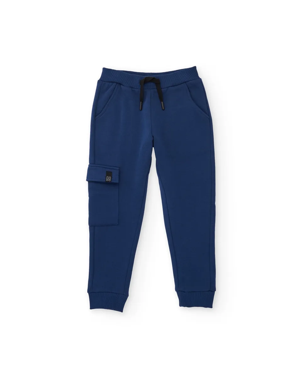 Tuc tuc pantalone tuta felpato cargo blu navy bambino