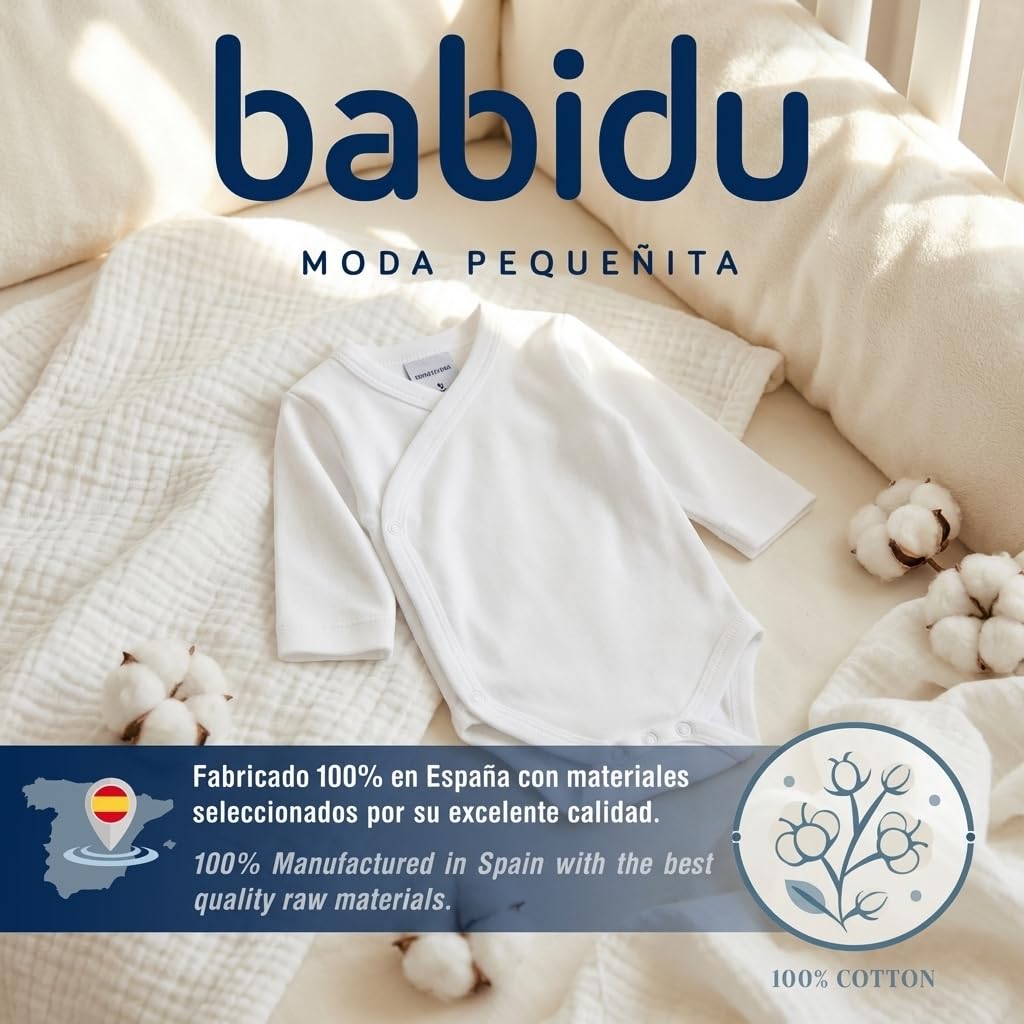 Babidu Body Incrociato Maniche Lunghe 6 Mesi Cotone Felpato