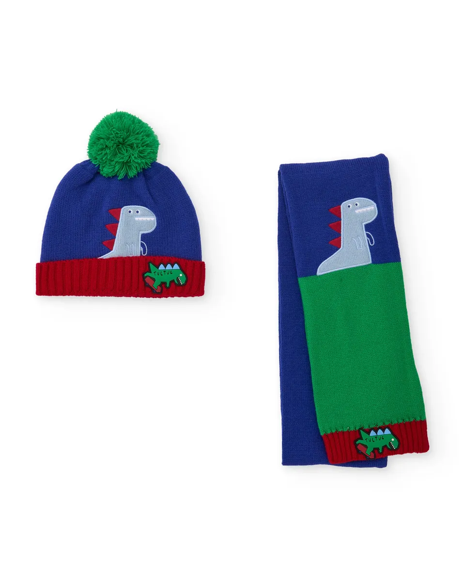 Tuc Tuc set cappello sciarpa bambino dinosauro blu