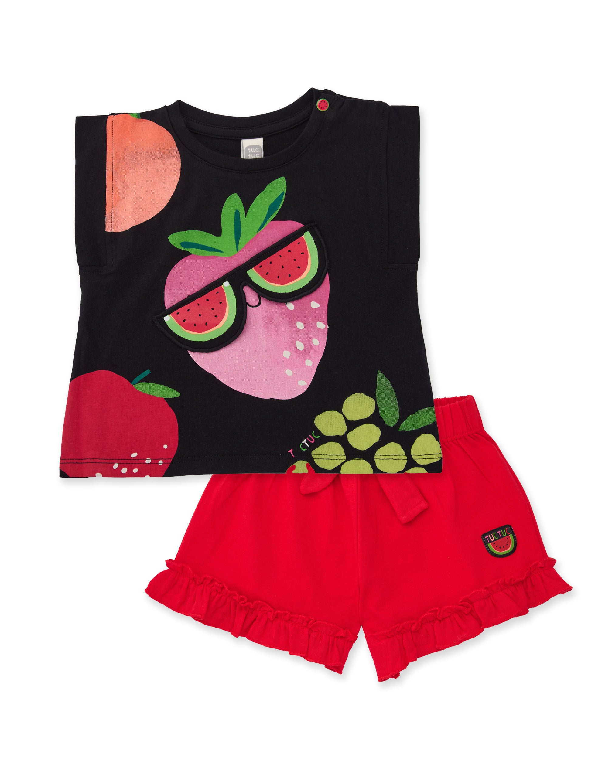 Tuc Tuc completo bambina nero fragola con occhiali