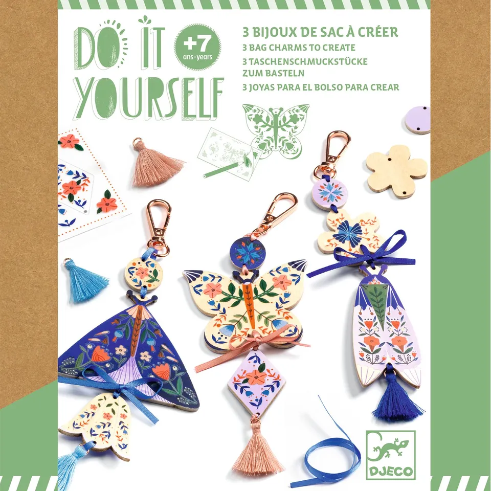 Djeco Do It Yourself Butterflies kit portachiavi legno 3 pezzi
