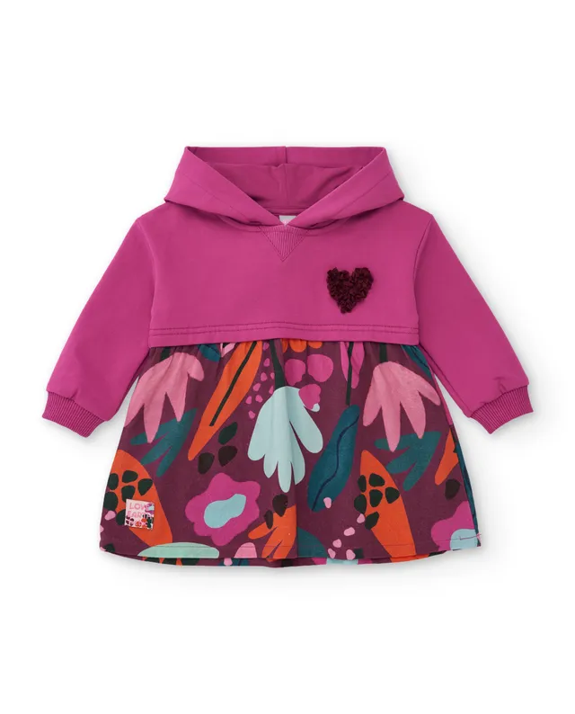 Tuc Tuc vestito bambina cappuccio fiori viola