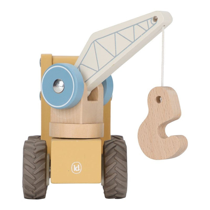 Little Dutch camion gru in legno con operaio gomme