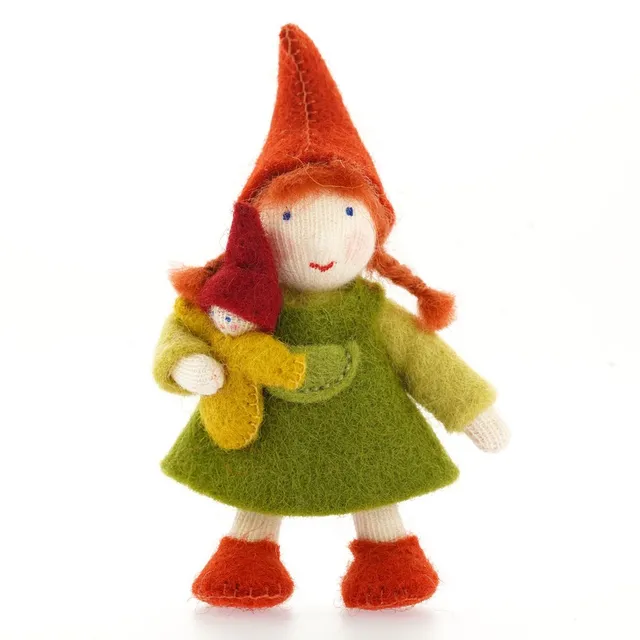 Ambrosius Little Girl Gnomo foresta bambolina feltro 7 cm
