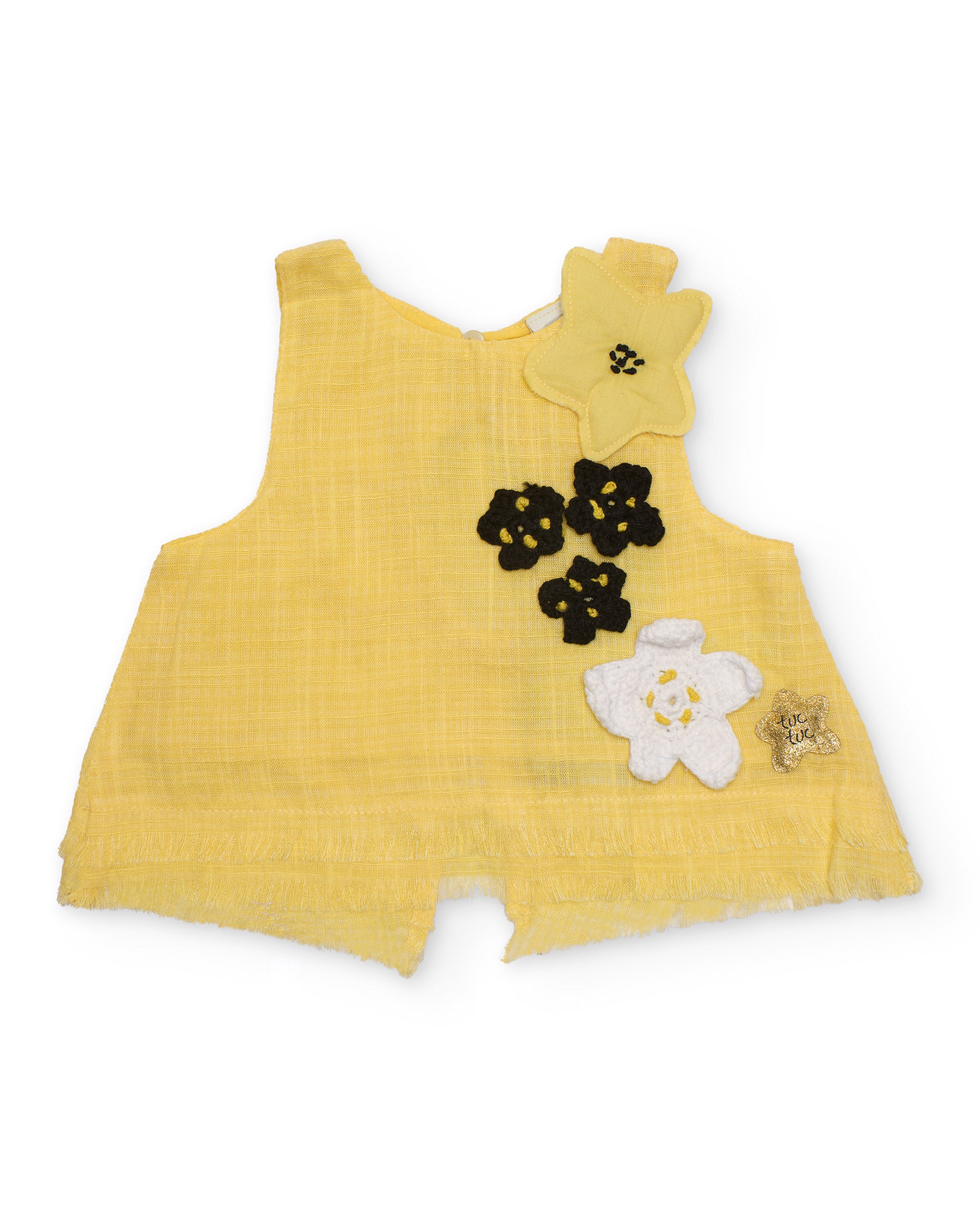 Tuc Tuc blusa bimba senza maniche gialla fiori