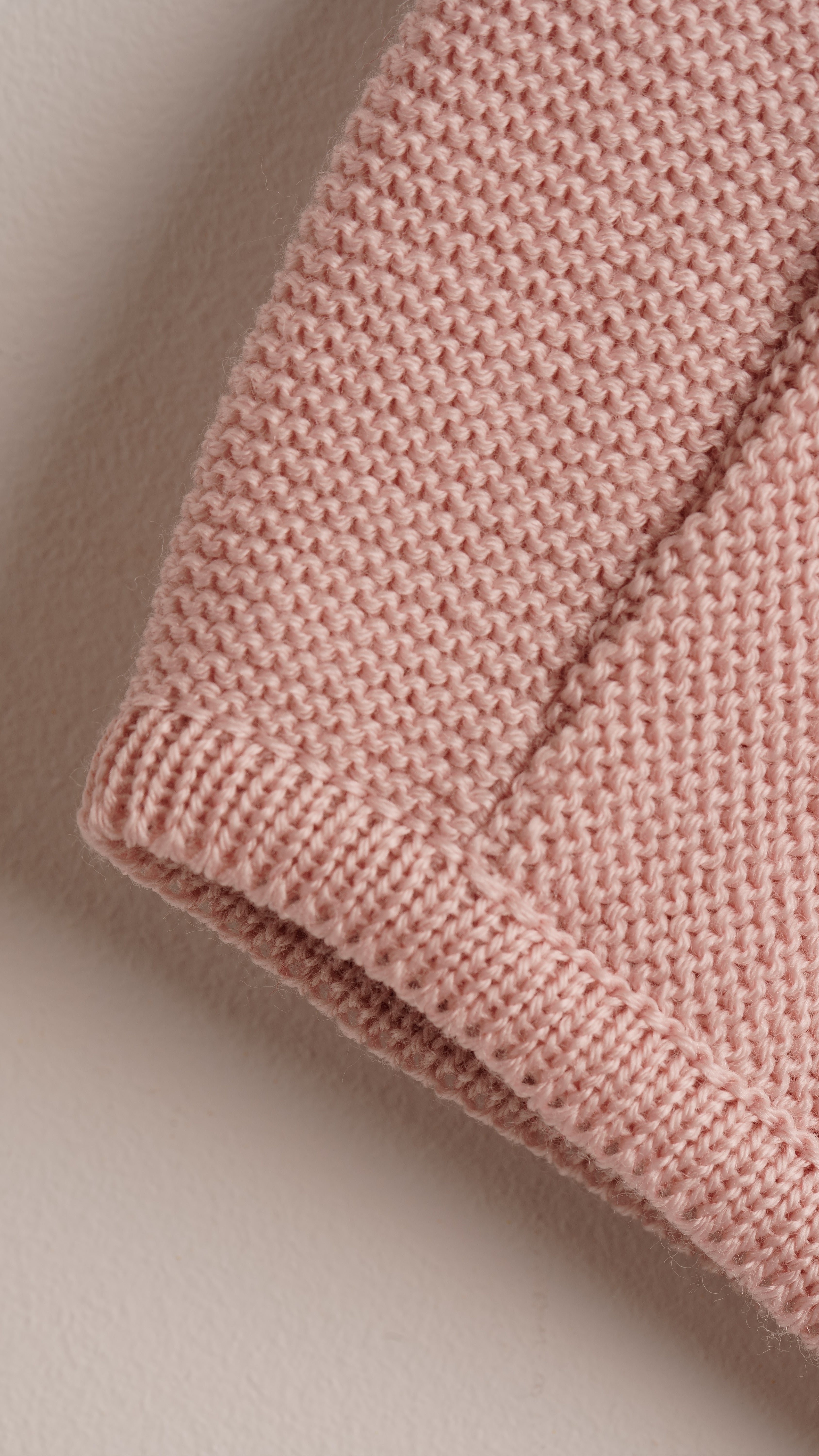 Babyhood Merino cuffia neonato rosa nude lana