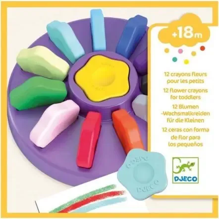 Djeco Set 12 Pastelli a Cera Fiore Ergonomici