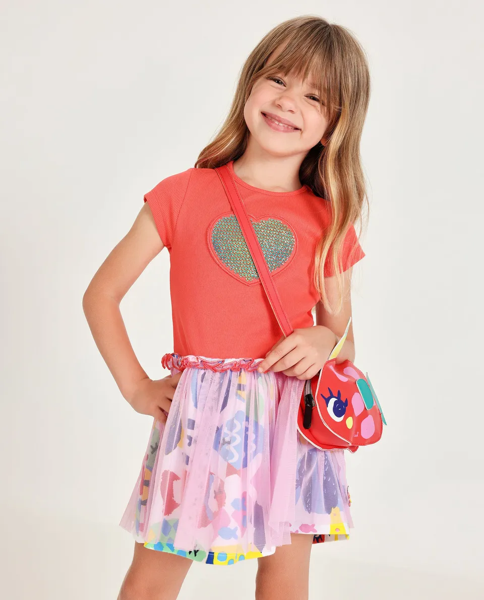 Tuc Tuc vestito bambina rosso cuore paillettes tulle