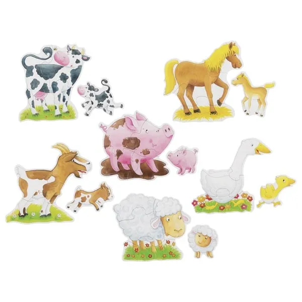 Goki animali della fattoria puzzle legno 6 soggetti