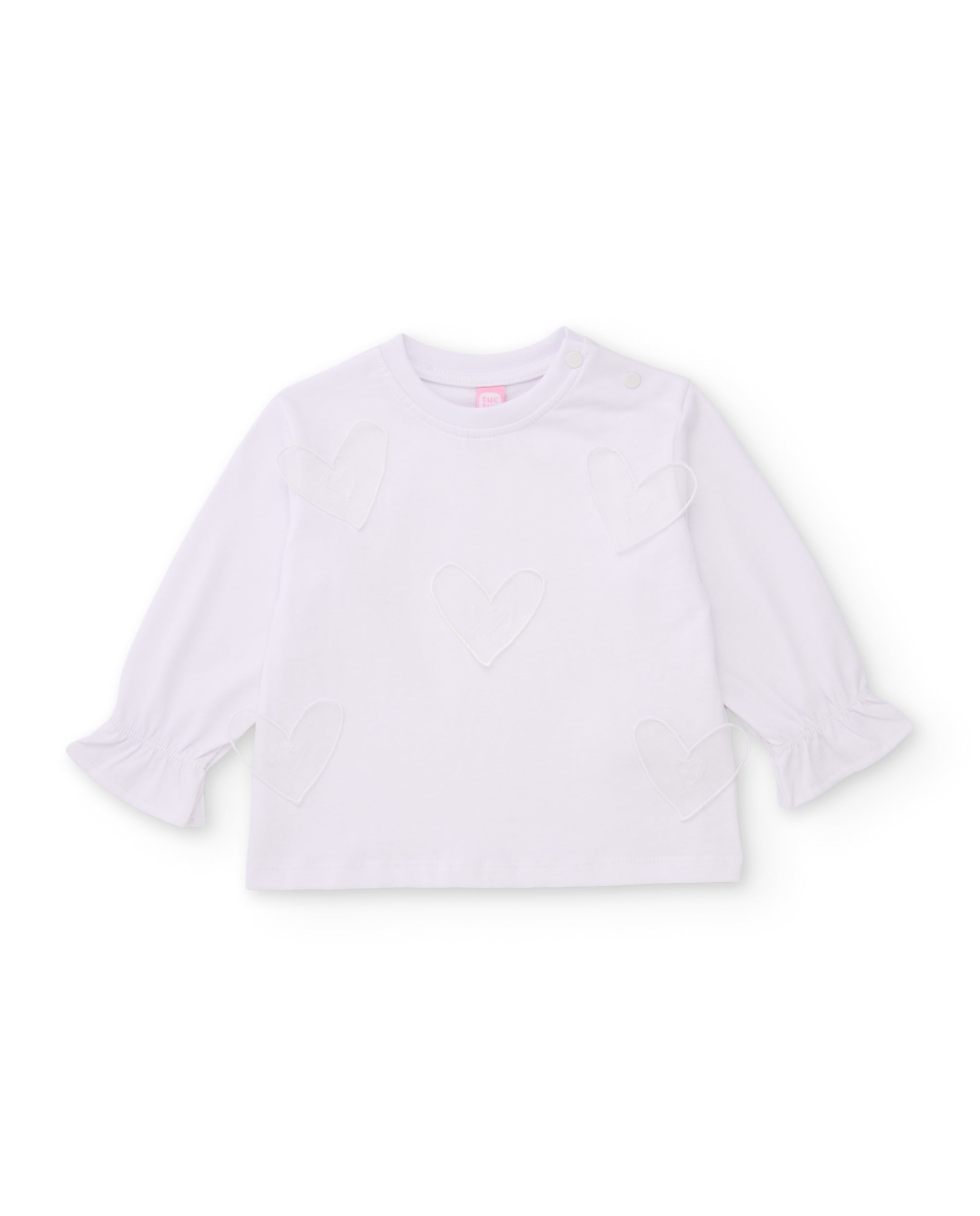 Tuc tuc t-shirt bambina manica lunga cuori bianco cotone