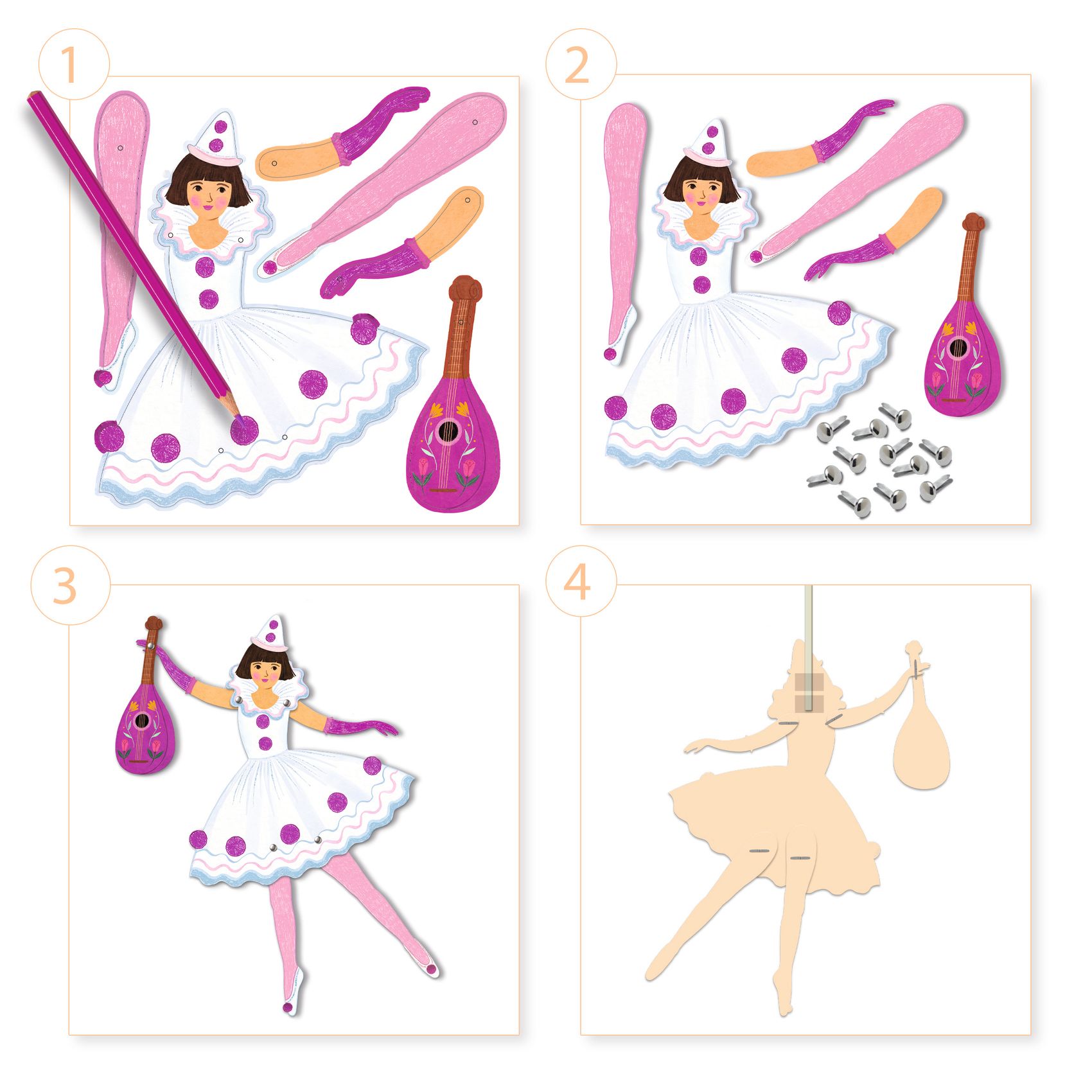 Djeco Tutus marionette carta 6 pz dai 6 anni