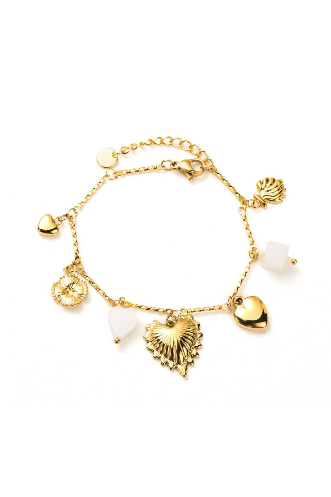 Ella and Rapha Heart bracciale charm bianco acciaio inox