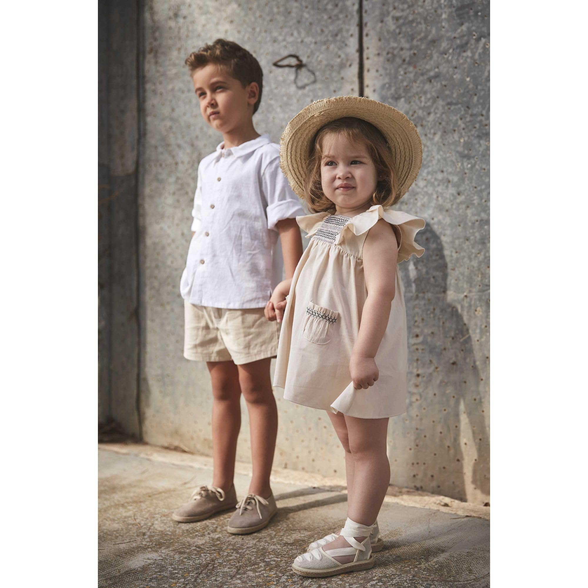 Babidu Set Bimbo Camicia + Pantalone Corto 8 Anni Cotone