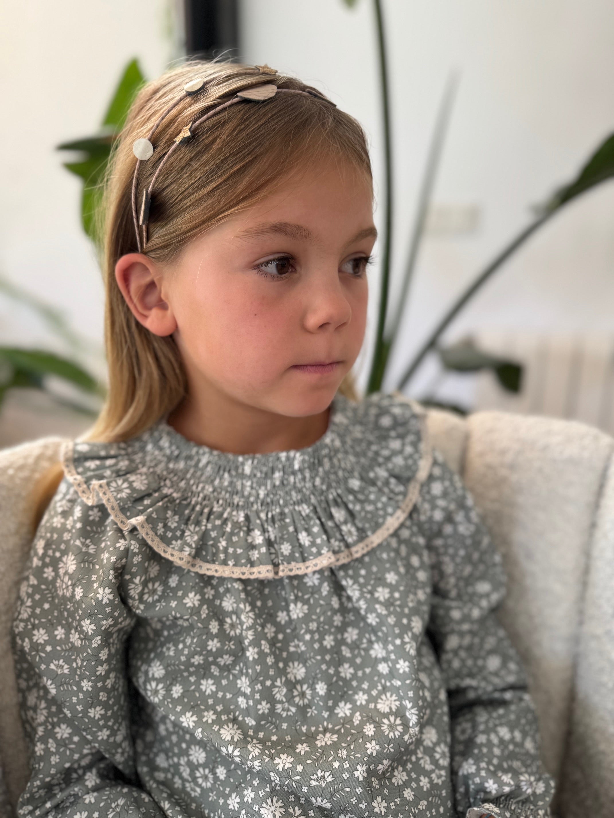 Mebi vestito bambina 5 anni verde fiori cotone