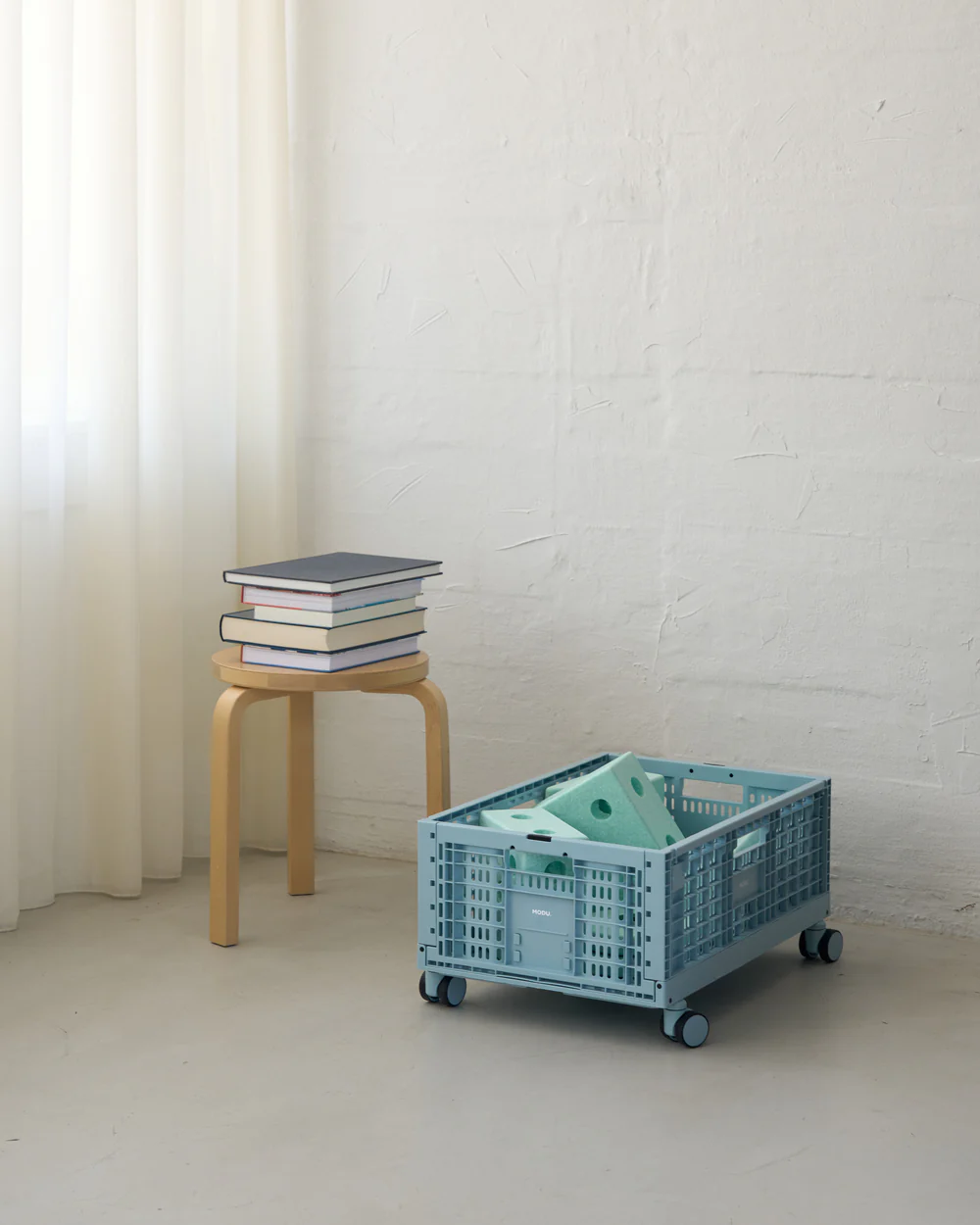 Modu Storage Crate set 4 rotelle Sky Blue 5 cm