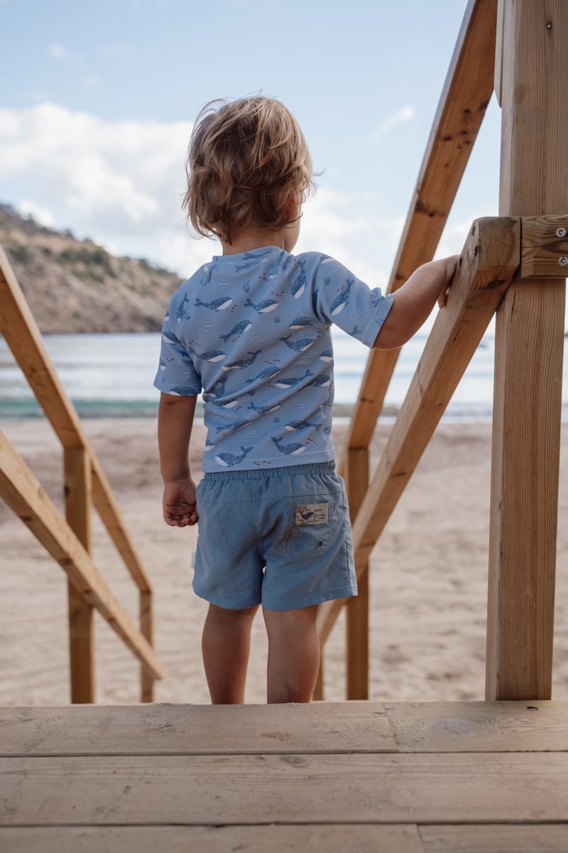 Little Dutch costume short bambino blu balene nylon