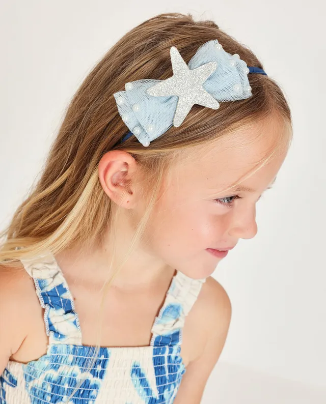 Tuc tuc cerchietto bambina blu con fiocco tulle
