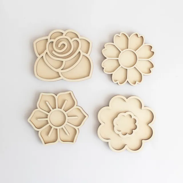 Studio de Rijk Play Tray Flower vassoi legno set 4 pezzi