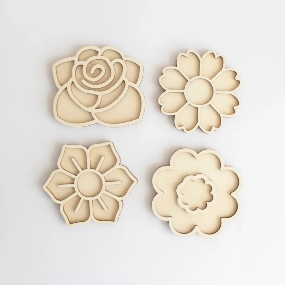 Studio de Rijk Play Tray Flower vassoi legno set 4 pezzi