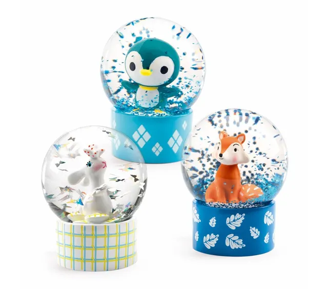 Djeco Mini palla di neve soggetti assortiti globo infrangibile
