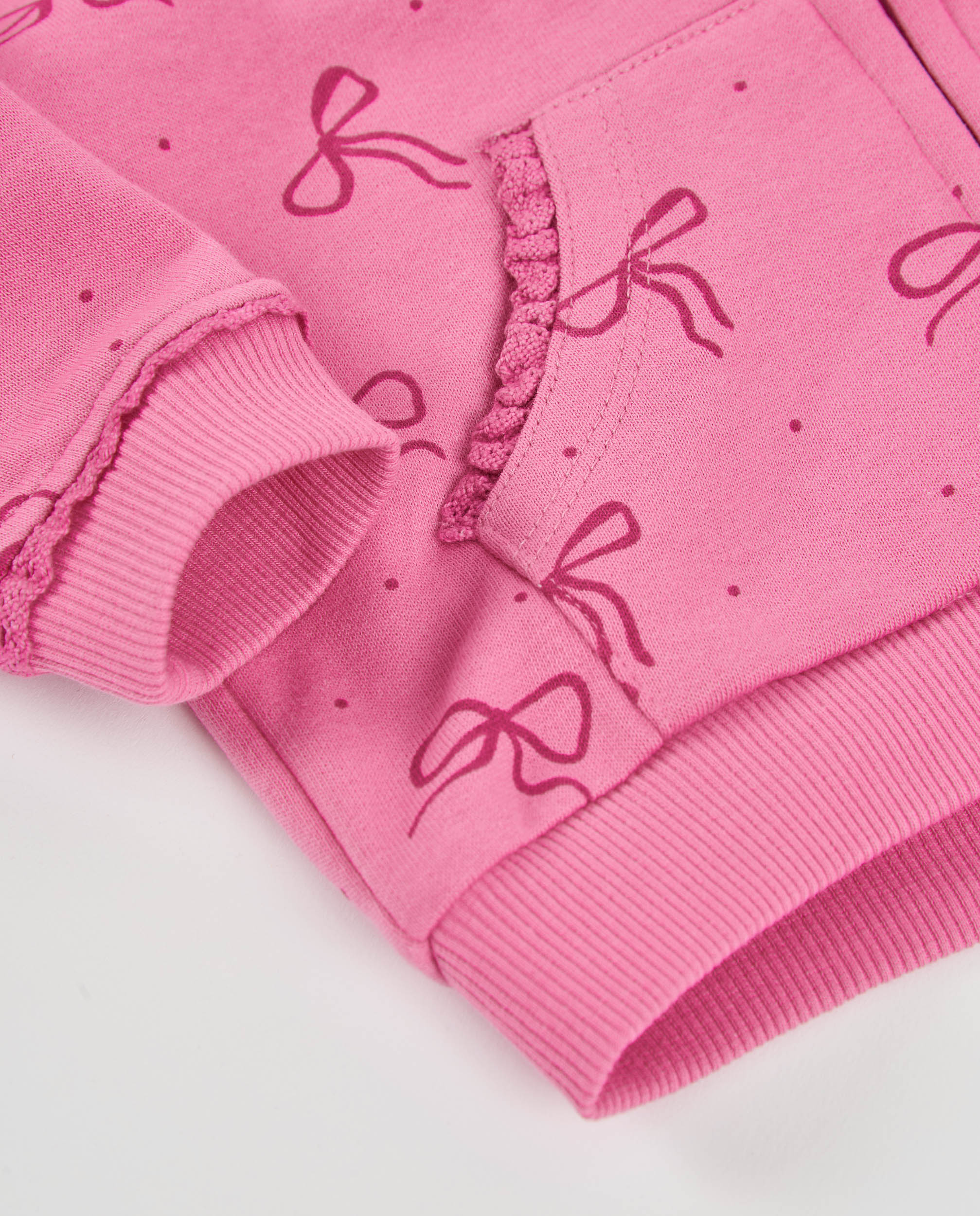 Tuc tuc felpa bambina zip rosa fiocchi