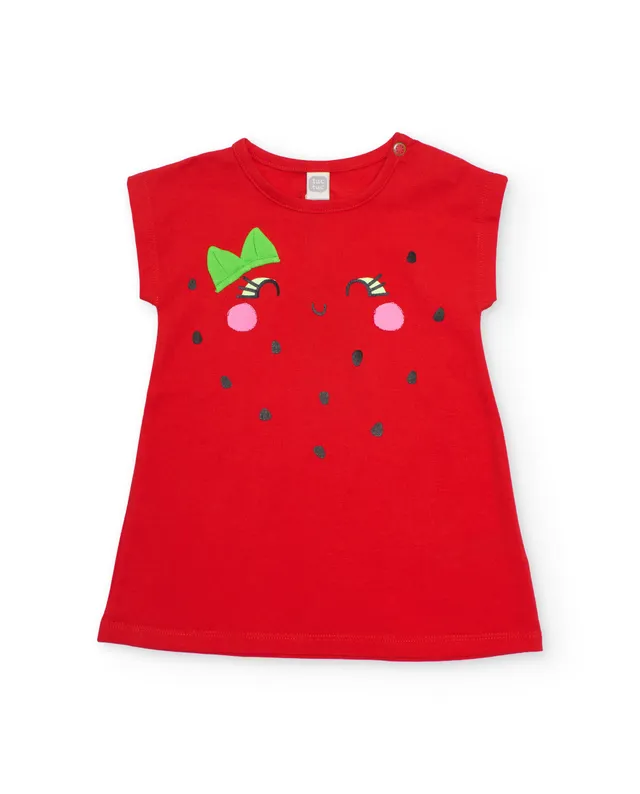 Tuc Tuc vestito bambina rosso in maglia con ricamo